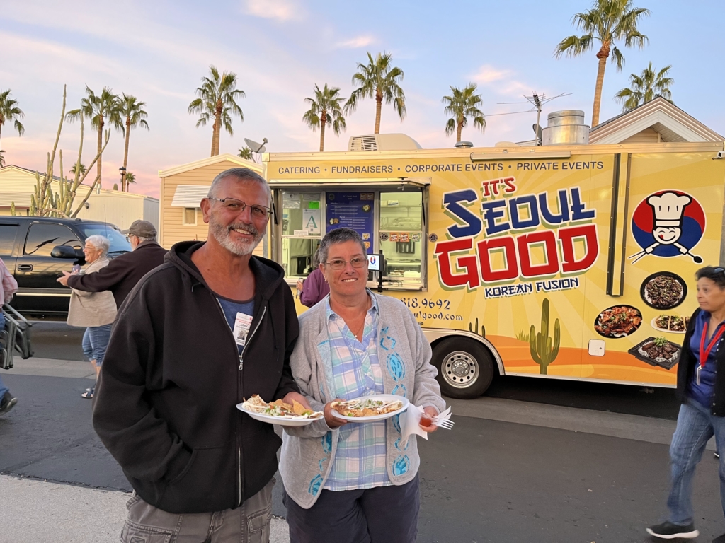 Residents at food truck