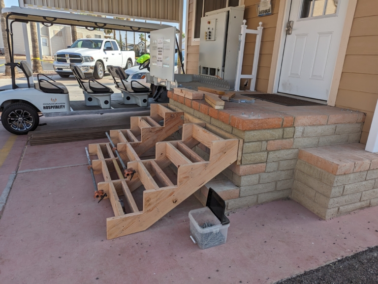 New Hospitality & Information stairs being built