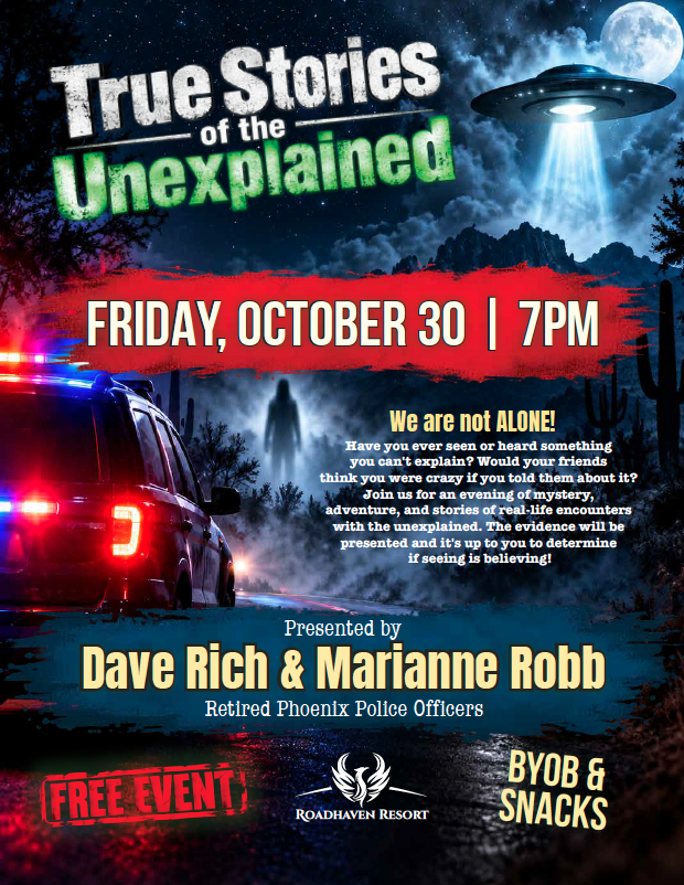 True Stories of the Unexplained event flyer. Select to expand.