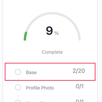 A widget shows how much of your profile has been completed.