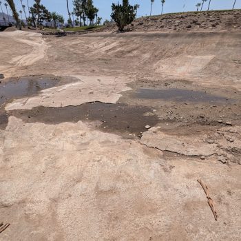 Thinning Concrete Exposed Torn Liner